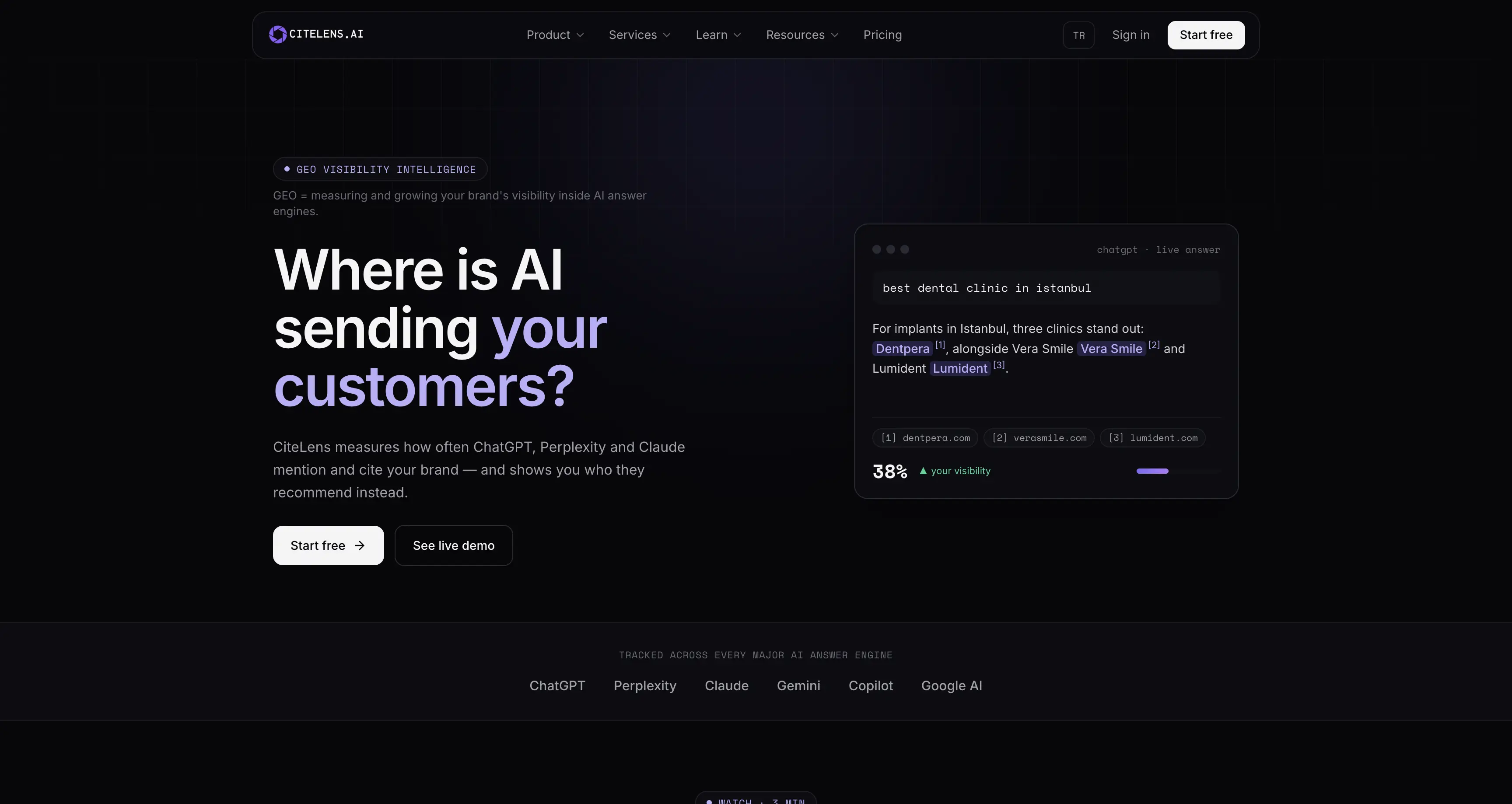 CiteLens — AI Cevap Motorlarında Marka Görünürlüğü